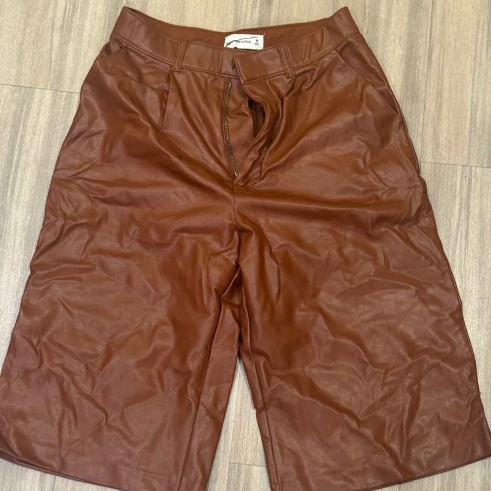 Abercrombie & Fitch Tan Faux Leather Jorts